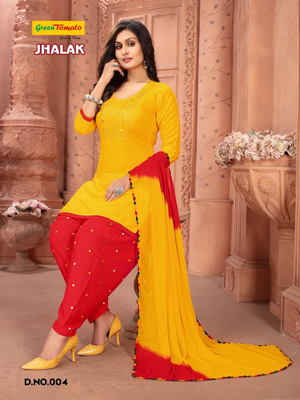 Green Tomato Jhalak Rayon Embroidery Ethnic Wear Ready Made Dress Collection